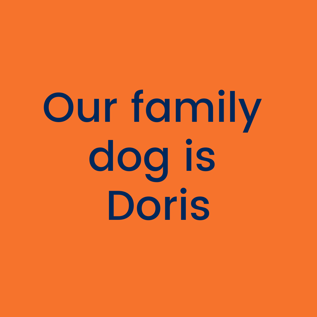 Our family dog is Doris